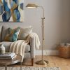 57" Brass Adjustable Traditional Shaped Floor Lamp With Bronze Square Shade