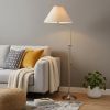 68" Nickel Adjustable Floor Lamp With White Fabric Empire Shade