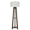 65" Brown Tripod Floor Lamp With White Rectangular Shade