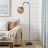 63" Black Traditional Shaped Floor Lamp With Brown Globe Shade