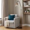 71" Brown Traditional Shaped Floor Lamp With Clear Transparent Glass Empire Shade