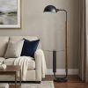 63" Brown Tray Table Floor Lamp With Bronze Transparent Glass Dome Shade