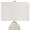 33" Ivory Ceramic Geometric Table Lamp With Cream Drum Shade