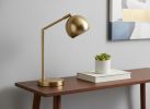 19" Gold Metal Round Table Lamp With Gold Dome Shade