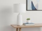 26" Cream Ceramic Cylinder Table Lamp With Cream Drum Shade