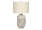 24" Cream Geometric Table Lamp With Cream Drum Shade