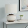 21" Cream Ceramic Round Table Lamp With Cream Drum Shade