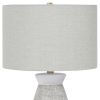 27" Gray and White Ceramic Round Table Lamp With Gray Drum Shade
