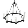 Black And Clear Candle Style Eight Light Metal Dimmable Smart Enabled Chandelier With Clear Shades