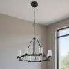 Black And Clear Candle Style Eight Light Metal Dimmable Smart Enabled Chandelier With Clear Shades