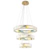 Gold Clear And Blue Geometric Three Light Crystal LED Chandelier