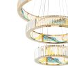 Gold Clear And Blue Geometric Three Light Crystal LED Chandelier