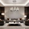 Silver Candle Style Eight Light Metal Dimmable Chandelier With Clear Shades