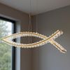 Gold And Clear Two Light Crystal LED Chandelier