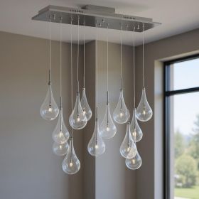 Silver And Clear Bulb Multi Light Transparent Metal Dimmable Chandelier With Clear Shades