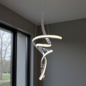 Silver Two Light Metal LED Dimmable Smart Enabled Chandelier