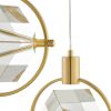 Gold And Clear Geometric Three Light Metal Dimmable Chandelier With Clear Shades