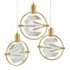Gold And Clear Geometric Three Light Metal Dimmable Chandelier With Clear Shades
