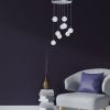 Silver And Clear Nine Light Transparent Metal Chandelier With Clear Shades
