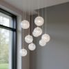 Silver And Clear Nine Light Transparent Metal Chandelier With Clear Shades