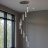 Silver And Clear Nine Light Metal Dimmable Chandelier With Clear Shades