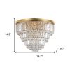 Gold Six Light Crystal Flush Chandelier With Gold Shades