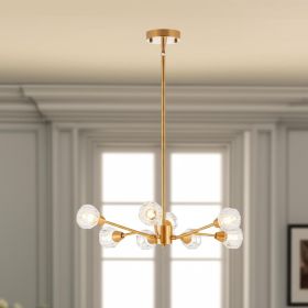 Gold Nine Light Metal Chandelier