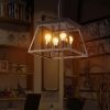 Gold Four Light Metal Chandelier With Gold Shades