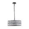 Black Six Light Metal Chandelier With Black Shades