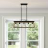 Oak Five Light Metal Chandelier With Oak Shades