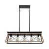Oak Five Light Metal Chandelier With Oak Shades