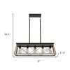 Oak Five Light Metal Chandelier With Oak Shades