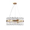 Gold Twelve Light Metal Chandelier With Gold Shades