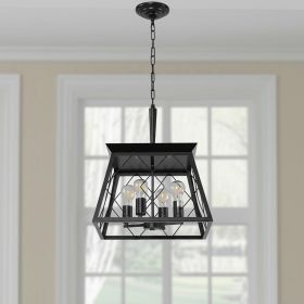 Black Four Light Metal Chandelier With Black Shades