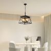 Black Four Light Metal Chandelier With Black Shades