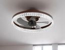 Brown Metal Smart Enabled Semi-Flush Chandelier With Brown Shades