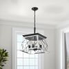 White Four Light Metal Chandelier With White Shades