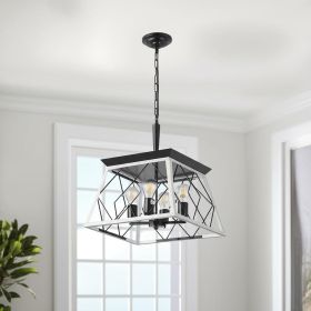 White Four Light Metal Chandelier With White Shades