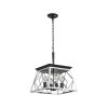 White Four Light Metal Chandelier With White Shades