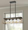 Brown Five Light Metal Chandelier With Brown Shades