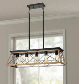 Brown Five Light Metal Chandelier With Brown Shades