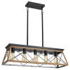 Brown Five Light Metal Chandelier With Brown Shades
