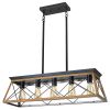 Brown Five Light Metal Chandelier With Brown Shades
