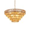 Brown Eight Light Metal Chandelier With Brown Shades