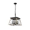 Oak Four Light Metal Chandelier With Oak Shades