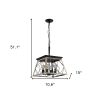Oak Four Light Metal Chandelier With Oak Shades