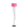 53" Clear And Silver Crystal And Metal Floor Lamp With Hot Pink Linen Drum Shade