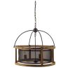 Black Caged Three Light Metal Dimmable Chandelier