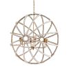 White And Gold Empire Six Light Metal and Beads Dimmable Chandelier