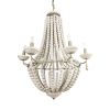 Silver And White Empire Six Light Metal and Beads Dimmable Chandelier